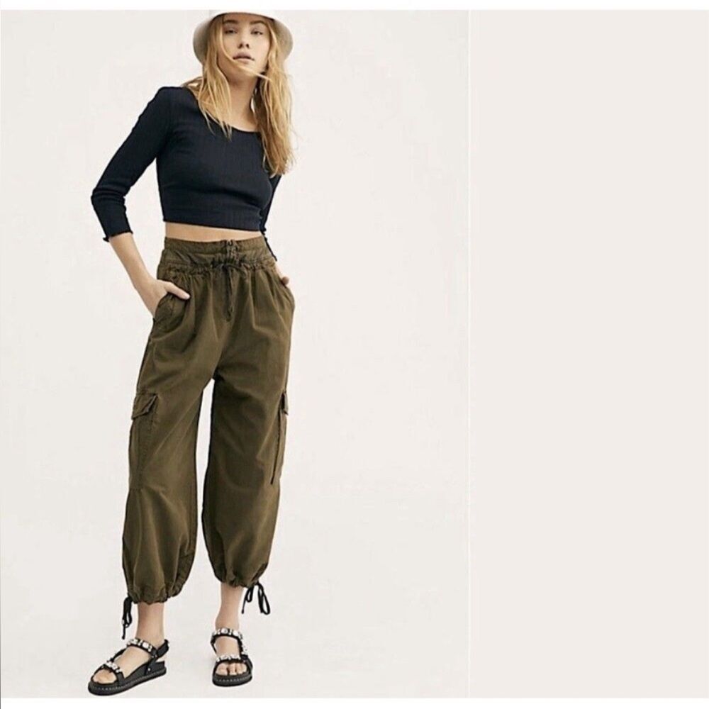Free People Olive Cargo Pants
